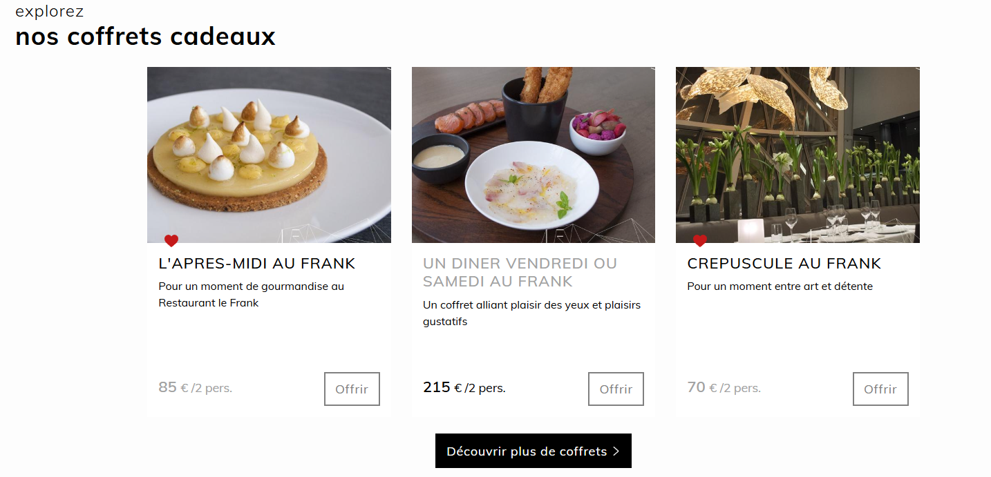 Aperçu boutique coffrets Le Frank